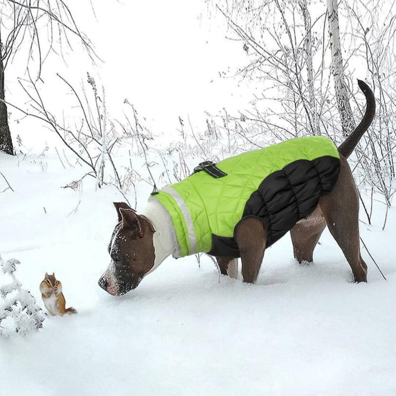 Warm Dog Winter Coat Dog Coats for Small Dogs Waterproof Dogs Jacket with Harness Built in Reflective Cold Weather Coats Windproof Zip-Up Winter Fleece Vest Snowsuit