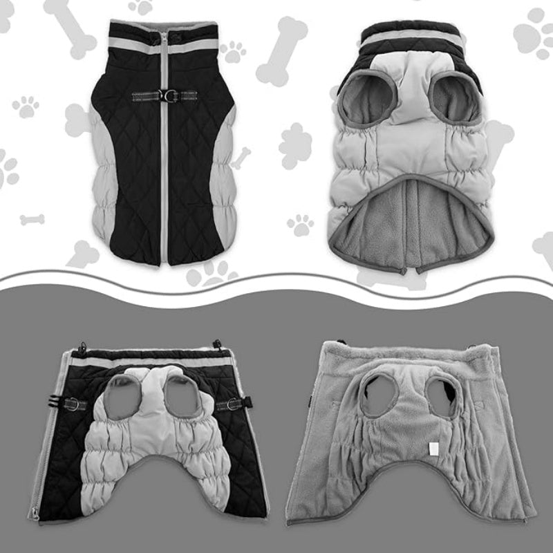 Dog Coat Warm Dog Winter Coat Waterproof Dogs Jacket with Harness Built in Reflective Pet Fleece Vest Zip-Up Cold Weather Coats for Small Dogs Turtleneck & Windproof Coats Chihuahua