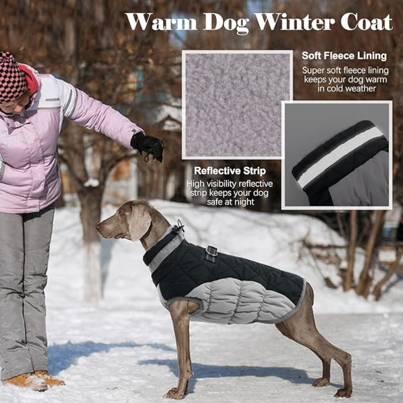 Dog Coat Warm Dog Winter Coat Waterproof Dogs Jacket with Harness Built in Reflective Pet Fleece Vest Zip-Up Cold Weather Coats for Small Dogs Turtleneck & Windproof Coats Chihuahua
