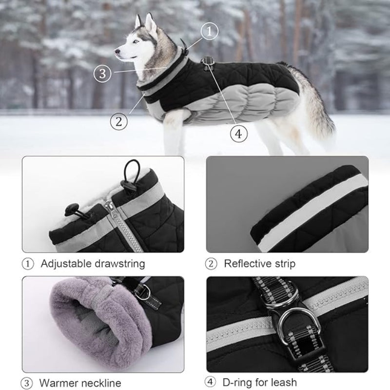 Dog Coat Warm Dog Winter Coat Waterproof Dogs Jacket with Harness Built in Reflective Pet Fleece Vest Zip-Up Cold Weather Coats for Small Dogs Turtleneck & Windproof Coats Chihuahua